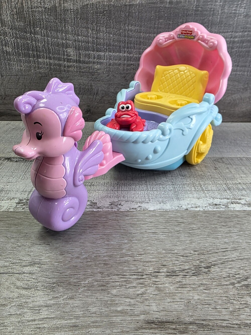 Fisher Price Little People Little Mermaid Sebastian Music Sea Horse Carriage 229